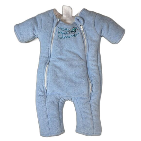 Baby Merlins Small 3-6 Months Small Blue Magic Sleepsuit Fleece Swaddle Boys - Picture 1 of 8
